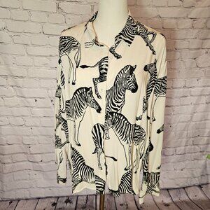 Jane & Delancey Zebra Print Button Down Top